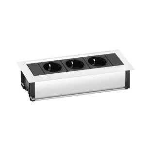 SCH EVOline Frame-Dock pistikupesa, 3xSchuko, valge/must