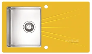 ALVEUS köögivalamu KARAT 10 vasak, 860x500mm, I, roostevaba teras/kollane klaas