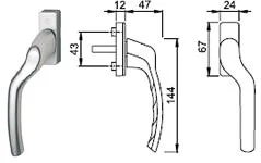HOPPE aknakäepide Skand.0710VK/U14K F 9016 valge 7/40mm vasak