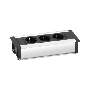 SCH EVOline Frame-Dock pistikupesa, 3xSchuko, alumiinium/must