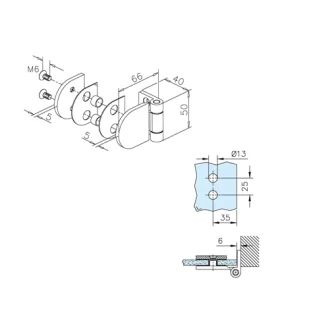 GF hing klaasuksele MOD0402 sein/klaas 90kraadi ukse kaal 35kg 6-10mm klaasile toon kroom