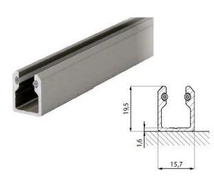 CDA U-profiil klaasile 8mm pikkus 3000mm alumiinium harjatud RST sarnane