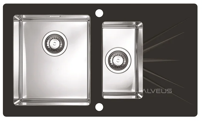 ALVEUS köögivalamu KARAT 20 vasak, 860x500mm, I, roostevaba teras/must klaas