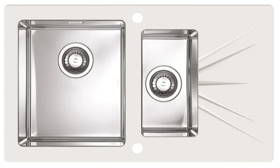 ALVEUS köögivalamu KARAT 20 vasak, 860x500mm, I, roostevaba teras/valge klaas