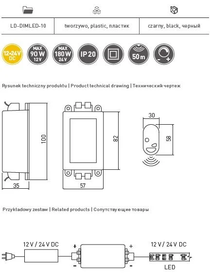 GTV LED DIMMER Jacky DC12-24V 8A. Must