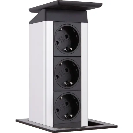 SCH EVOline Port Push pistikupesa torn, 3xSchuko, roostevaba kaas