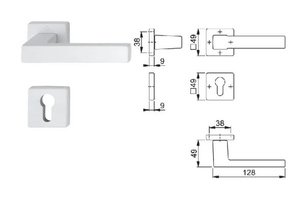 HOPPE link+kilp 1769/843K/843KS PZ Austin F9016 57-67mm mitteläbiv kinnitus QF