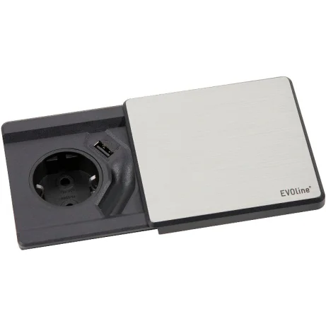 SCH EVOline Square80 pistikupesa, 1xSchuko+USB laadija, roostevaba