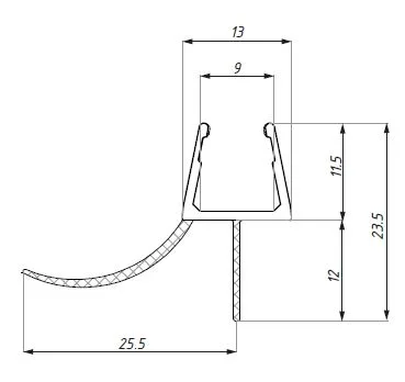 CDA tihend klaasile 8-10mm ukse alla tila ja keelega pikkus 2,5m