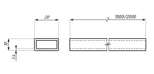 CDA tugitoru toru kandiline 10x20mm pikkus 2000mm toon must
