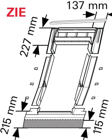 ROTO Katuseakna plekk EDZ 065/140 Rx200SB, antratsiit - Lainelistele kivikatustele Designo akendele