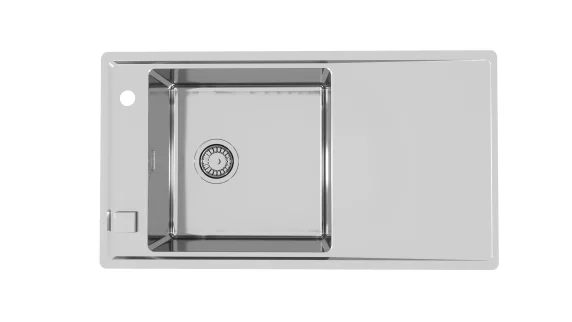 ALVEUS köögivalamu STRICTO 20, 860x472mm, vasak, pealt paigaldatav (F/S), roostevaba teras, satiin
