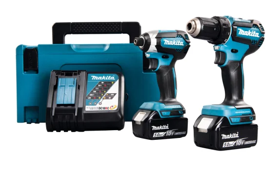 Makita Akutööriistade koplekt, 18V, 2x5,0Ah, Li-ion, kiirlaadija, DDF485+DTD153