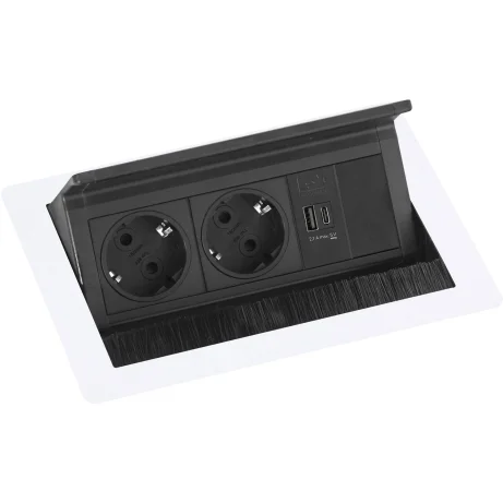 SCH EVOline FlipTop Push pistikupesa, 2xSchuko + USB-A- USB-C-, Valge
