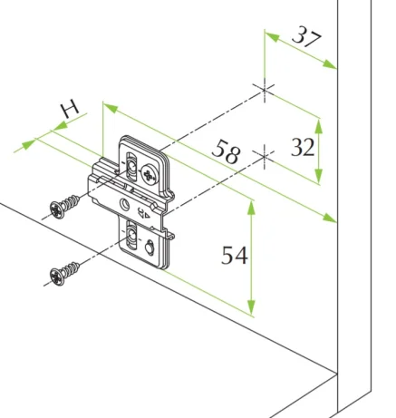 FGV Omnia hinge kinnitustald H2 puidukruvi+kõrguse regulaator (PU 500)