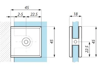 CDA klaasiklamber sein/klaas 90 kraadi tallata kroom