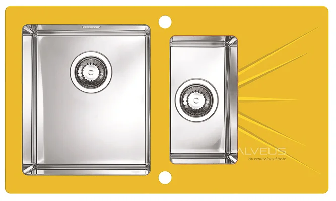 ALVEUS köögivalamu KARAT 20 vasak, 860x500mm, I, roostevaba teras/kollane klaas