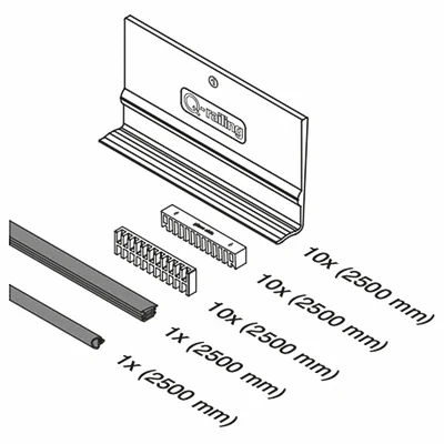 QRAIL EGS Pro tihendite komplekt klaasile 12mm reguleeritav 5m