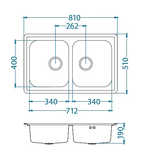 ALVEUS köögivalamu ELEGANT 40, 810x510mm, I, roostevaba teras, satiin
