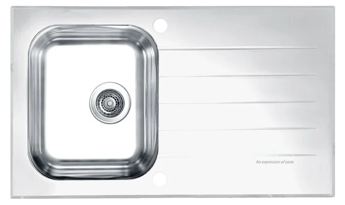 ALVEUS köögivalamu GLASSIX 10, 860x500mm, I, pööratav, roostevaba teras/valge klaas