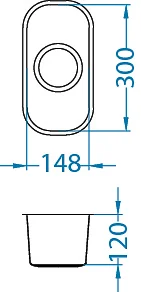 ALVEUS köögivalamu VARIANT 110, 148x300x120mm, U, roostevaba teras, satiin
