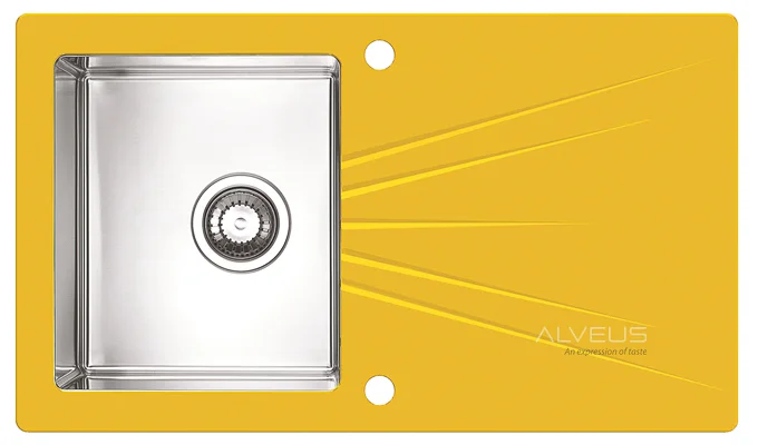 ALVEUS köögivalamu KARAT 10 vasak, 860x500mm, I, roostevaba teras/kollane klaas