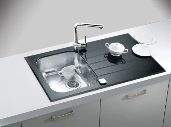 ALVEUS köögivalamu GLASSIX 10, 860x500mm, I, pööratav, roostevaba teras/violetne klaas