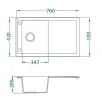 ALVEUS köögivalamu FORMIC 30, 760x500mm, I/U, graniit, carbon-G91