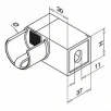 QRAIL EGS prantsuse rõdu käsipuu liitmik MOD6508 seinale 90° torule Ø 42,4mm AISI316 harjatud