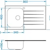 ALVEUS köögivalamu GLASSIX 10, 860x500mm, I, pööratav, roostevaba teras/violetne klaas
