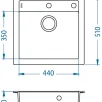 ALVEUS köögivalamu FORMIC 20, 520x510mm, I/U, graniit, pebble-G02M