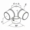 QRAIL liitmik MOD0304 90°+1 nurk 90° torule 48,3x2,0mm AISI316 harjatud