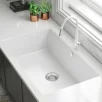 DEANTE valamu CORDA, 800x500x204mm, pealt või alt paigaldatav, kivi, valge
