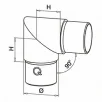 QRAIL liitmik MOD0301 90° torule 33mm AISI304 harjatud