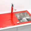 ALVEUS köögivalamu KARAT 10 vasak, 860x500mm, I, roostevaba teras/punane klaas