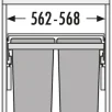 HAILO Euro Cargo S 600 prügikastisüsteem 30L/13L/13L+kaas+katteplaat metall, K439,S403,L568, helehall