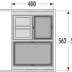 HAILO CARGO SYNCRO prügikastisüsteem 600mm 28L/13L/13L+1x kaas 13L ülaplaadiga, K424,S400,L568, tumehall