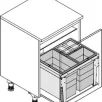 HAILO CARGO TRIPLE XL 600 prügikastisüsteem ülaplaadiga 28L/13L/13L , K402,S420, tumehall