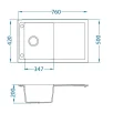 ALVEUS köögivalamu FORMIC 30, 760x500mm, I/U, graniit, steel-G04M