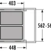HAILO Euro Cargo S 600 prügikastisüsteem 30L/30L+katteplaat metall, K439,S403,L562, helehall
