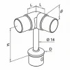 QRAIL reguleeritav käsipuu liitmik MOD0736 0-70° torule Ø42,4mm AISI304 harjatud