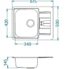 ALVEUS köögivalamu LINE START 60, 615x500mm, I, roostevaba teras, satiin