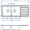 ALVEUS köögivalamu LINE MAXIM 100, 1165x505mm, F/S, pööratav, roostevaba teras, satiin