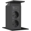 SCH EVOline Port Push pistikupesa torn, 2xSchuko,1xUSB, must