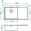 ALVEUS köögivalamu PURE 50 parem, 860x525mm, F/S, roostevaba teras, satiin