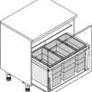 HAILO CARGO TRIPLE XL 800 prügikastisüsteem ülaplaadiga 28L/28L/18L , K402,S420, tumehall