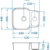 ALVEUS köögivalamu DUO 70, 560x440mm, U, roostevaba teras, satiin
