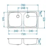 ALVEUS köögivalamu BASIC 160, 780x435mm, I, roostevaba teras, satiin