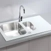 ALVEUS köögivalamu GLASSIX 20, 860x500mm, I, pööratav, roostevaba teras/valge klaas