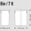 UNIONPLAST prügisüseemi prügiämbrid kaanega 2x7L (L155,S216,K266mm)